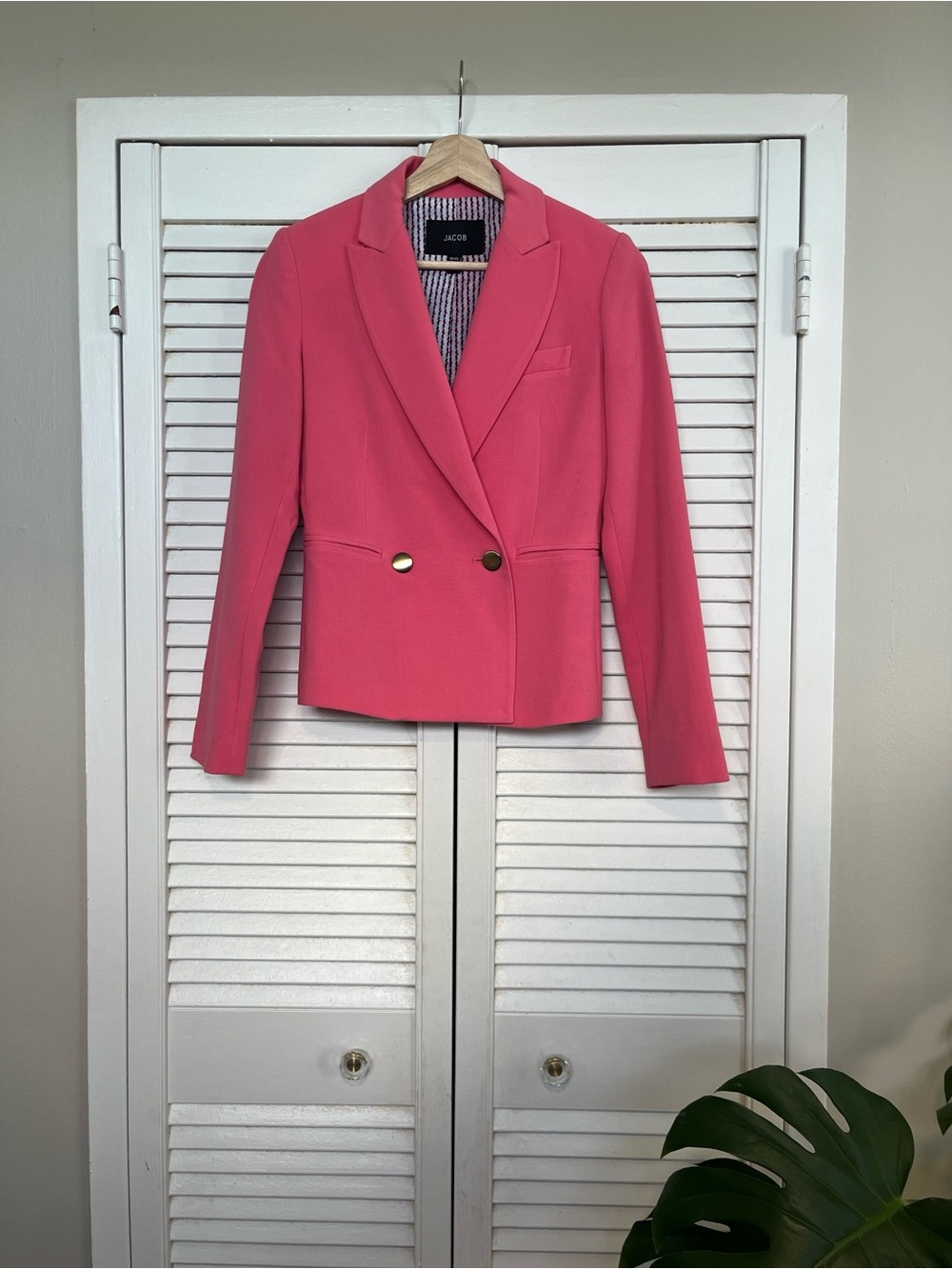 Jacob Pink Double-Breasted Blazer with Gold Buttons